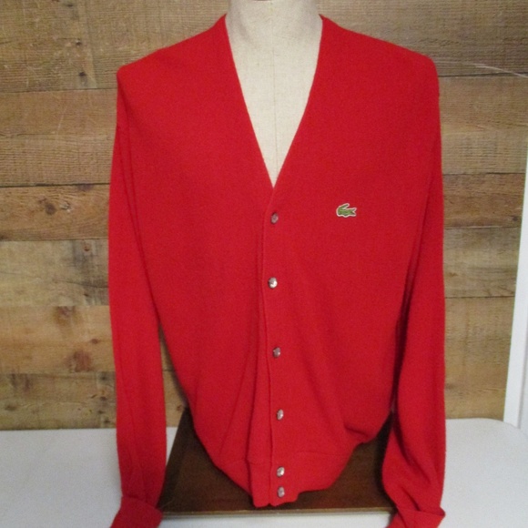 Lacoste Other - Vintage Izod Lacoste Acrylic Red Cardigan Men 's L